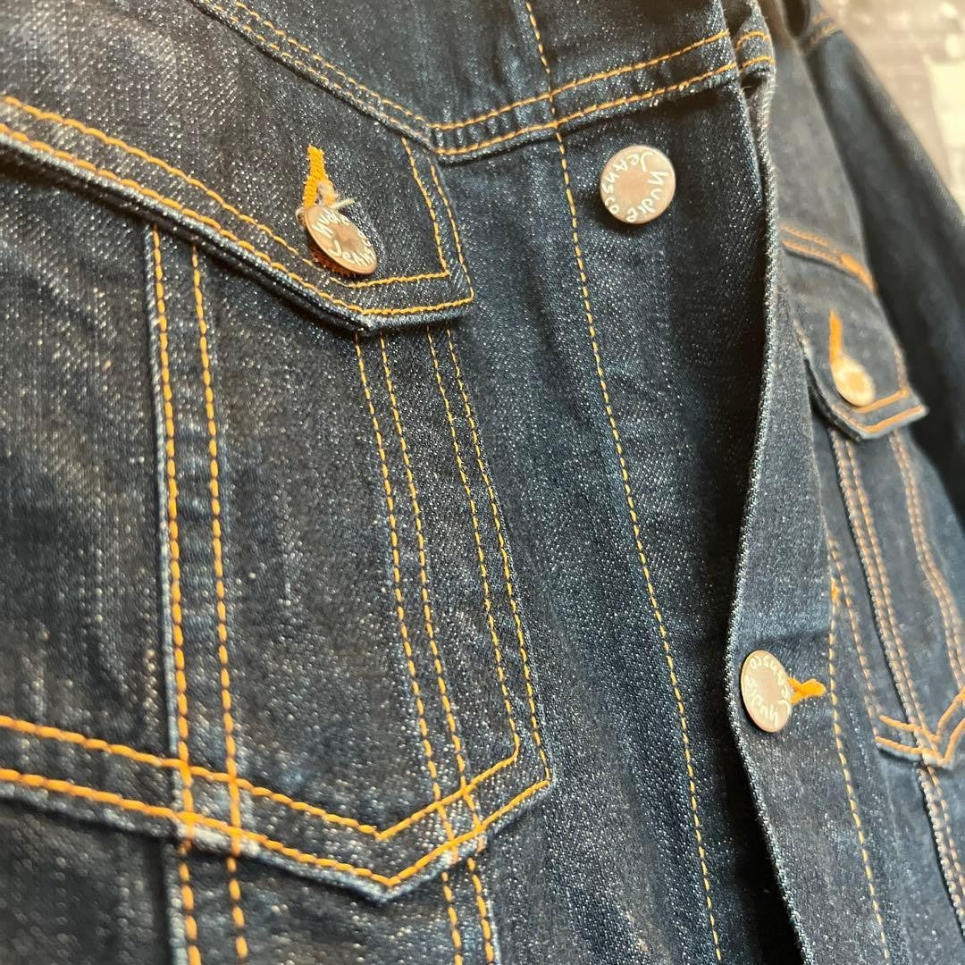Nudie Jeans Co Indigo Denim Jacket with Check Lining Size M
