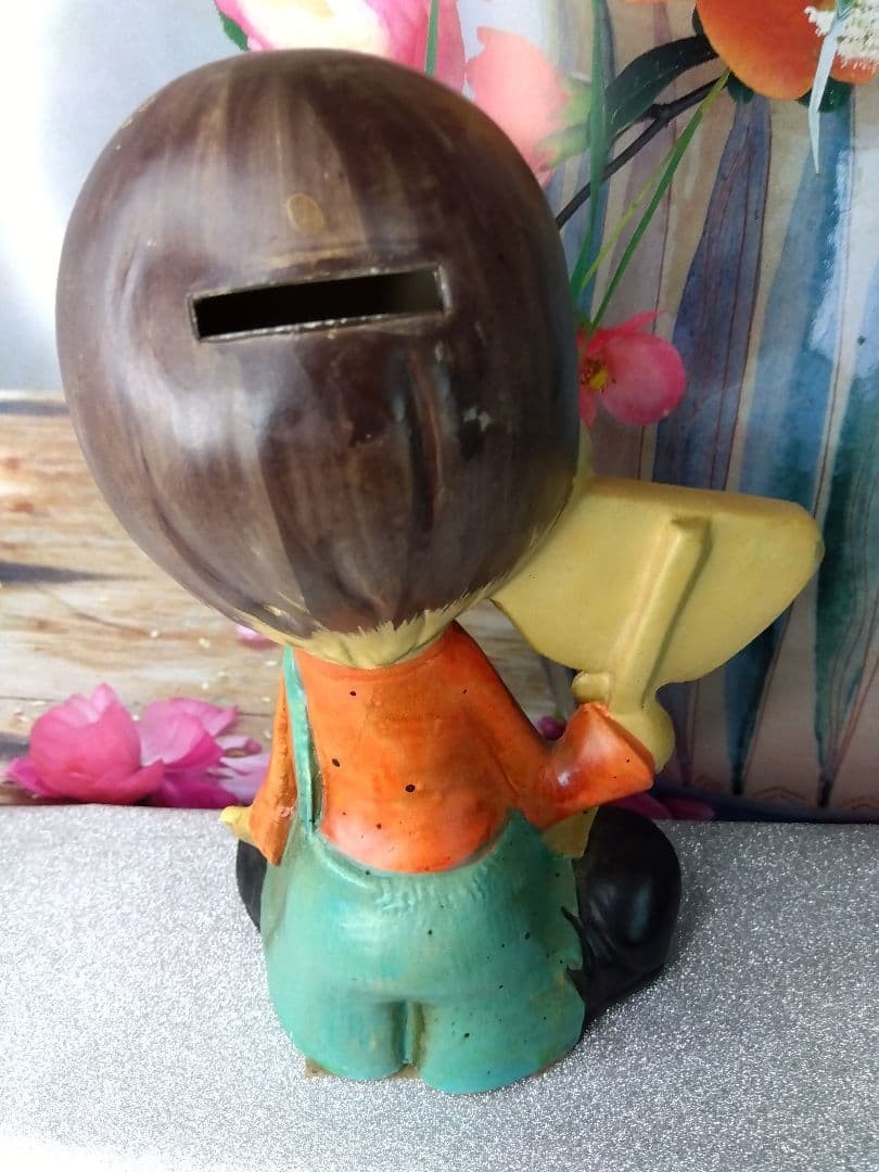 Dad's Figurine Piggy Bank Showa Retro Ceramic Ornament