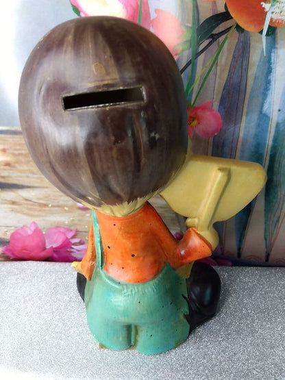 Dad's Figurine Piggy Bank Showa Retro Ceramic Ornament