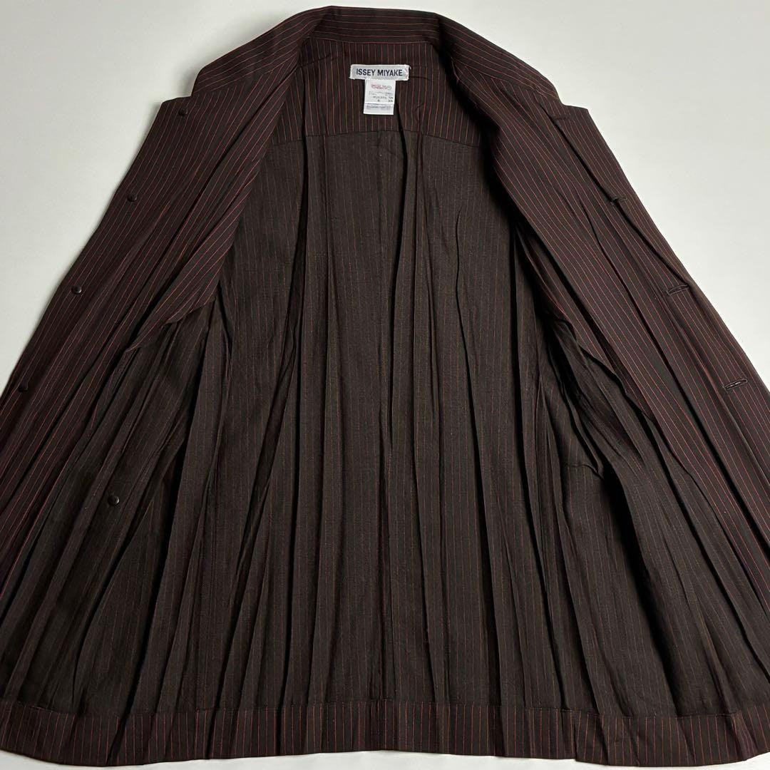 Issey Miyake 90s Archive Pleated Suit Set Brown Red Wool Japan Rare