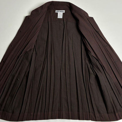 Issey Miyake 90s Archive Pleated Suit Set Brown Red Wool Japan Rare