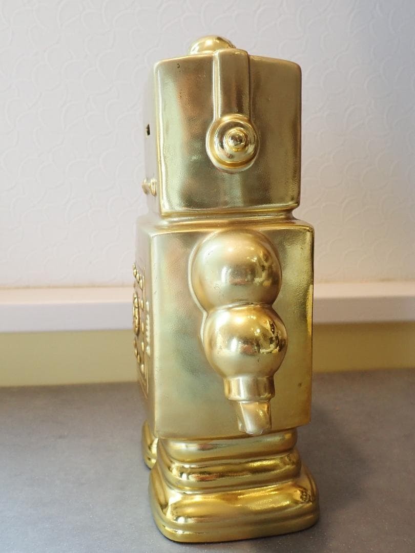 Robot Ceramic Piggy Bank 80s Gold Showa Retro