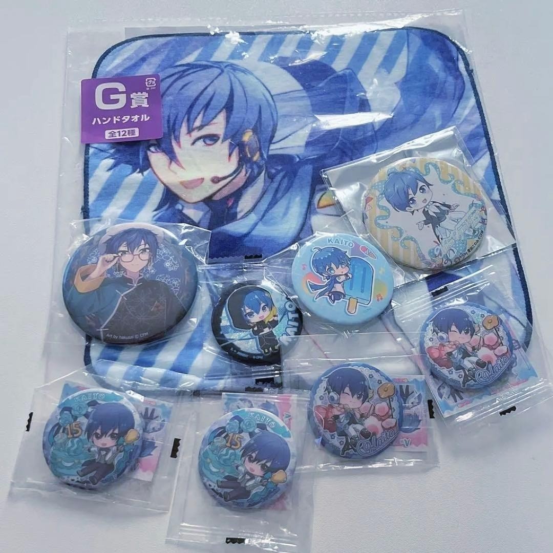 KAITO Vocaloid Badge & Towel Set, Rare, Unused, Magical Mirai