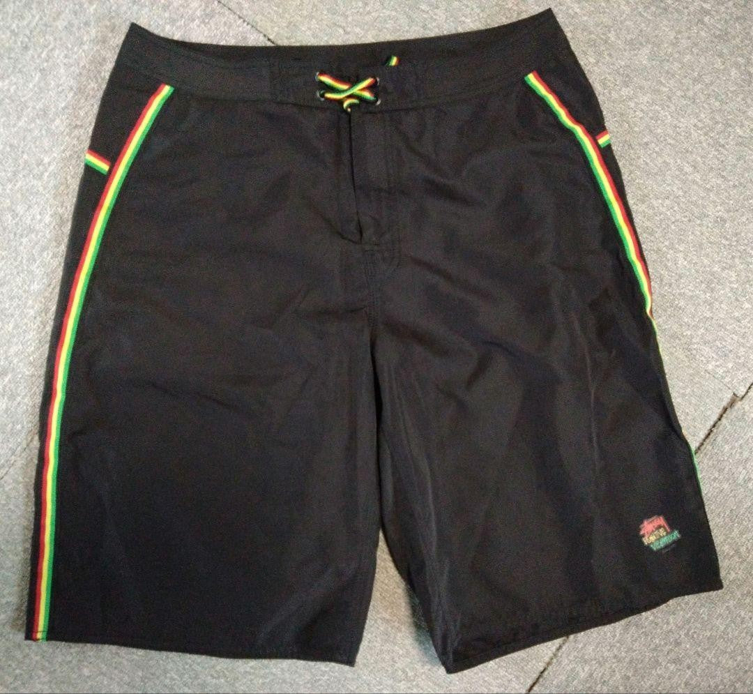 Stussy Men L Nylon Shorts 33 Black Rasta Vintage Limited Edition Streetwear