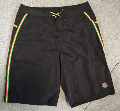 Stussy Men L Nylon Shorts 33 Black Rasta Vintage Limited Edition Streetwear
