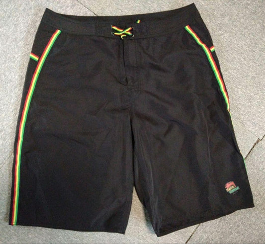 Stussy Men L Nylon Shorts 33 Black Rasta Vintage Limited Edition Streetwear