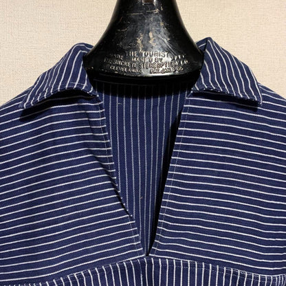 Vintage Blue Striped Fisherman Smock Men's Shirt