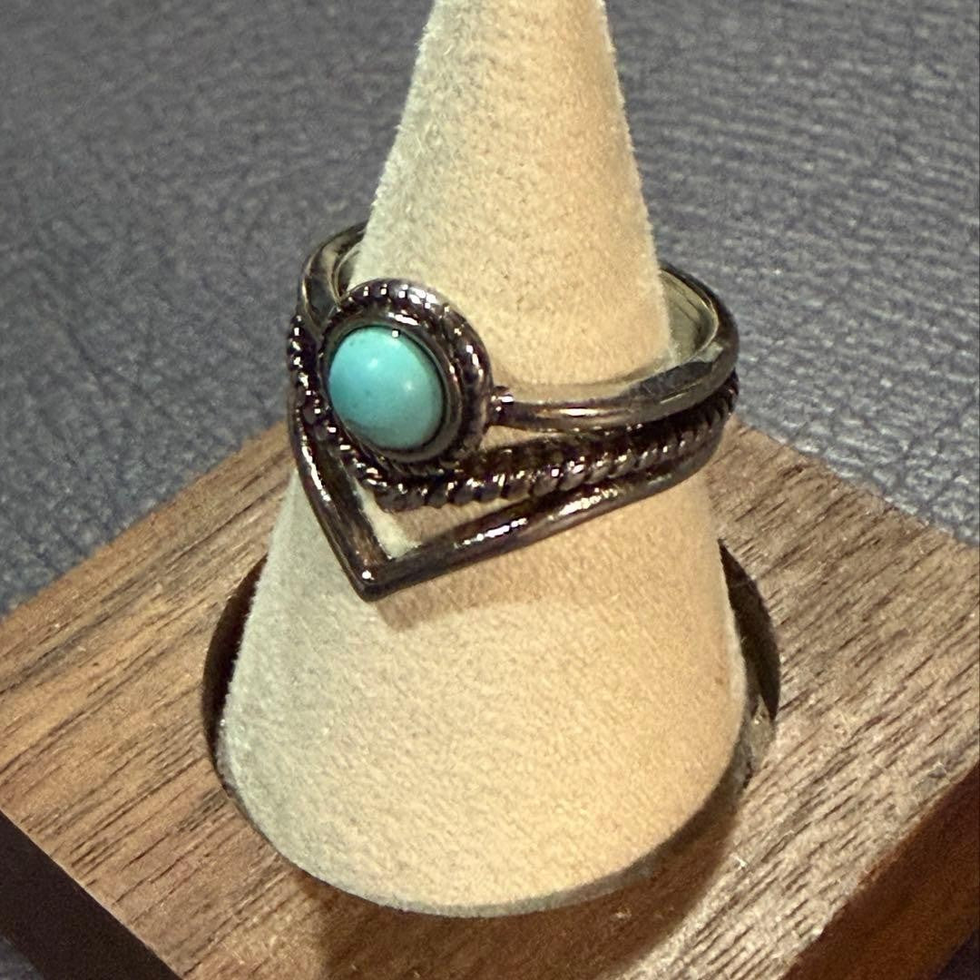 Turquoise ring for men, silver-tone, 10.5 street style.