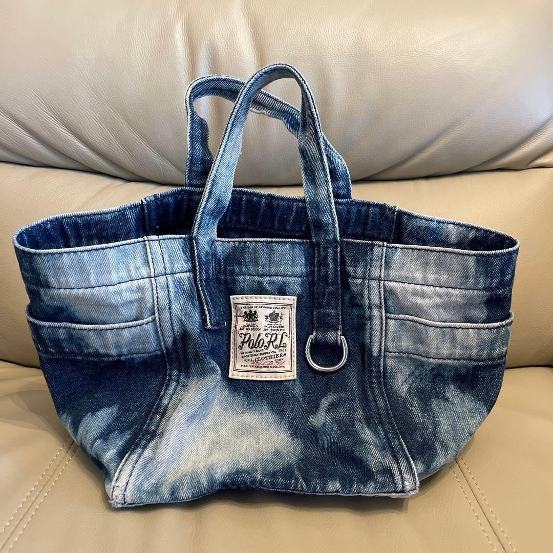 Polo Ralph Lauren Denim Mini Tote Bag Vintage Style PRL Patch Blue Rare Casual