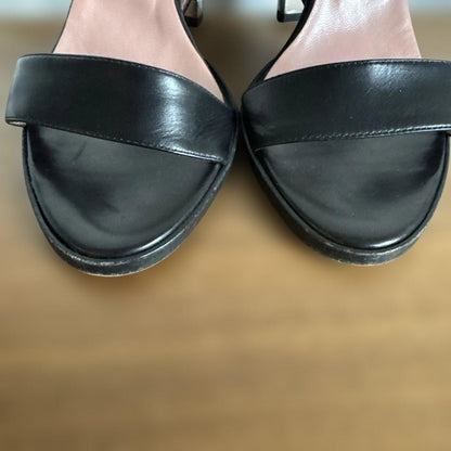Rare GUCCI Black Leather Pumps Heels Size 36 US 5.5 10cm Heel Elegant Party