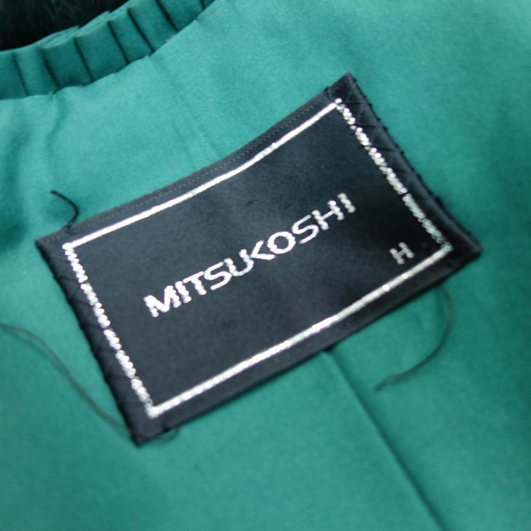 Mitsukoshi Mink Fur Poncho Coat Jacket Dyed Green Medium Elegant M Winter