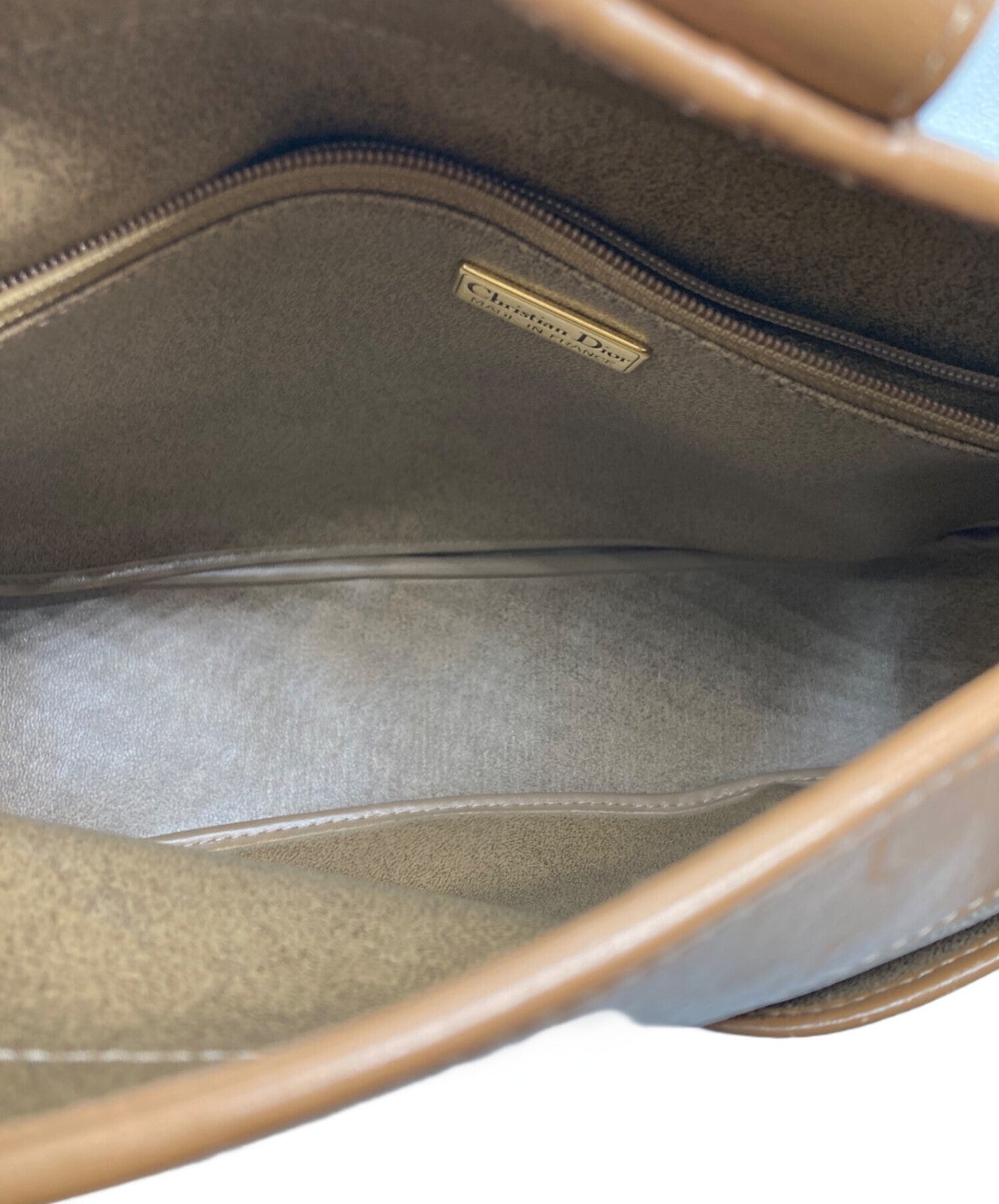 Dior Honeycomb Shoulder Bag Beige Canvas Leather Vintage Authentic 1112