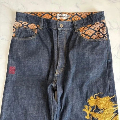 New Karakuri Tamashii Dragon Embroidered Denim Pants, Size 36, Sold Out