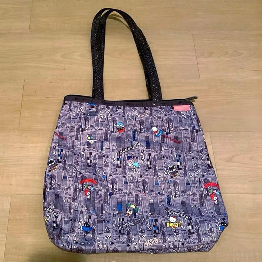 LeSportsac Sanrio Collab Tote Bag Gray Canvas Characters Unused Rare