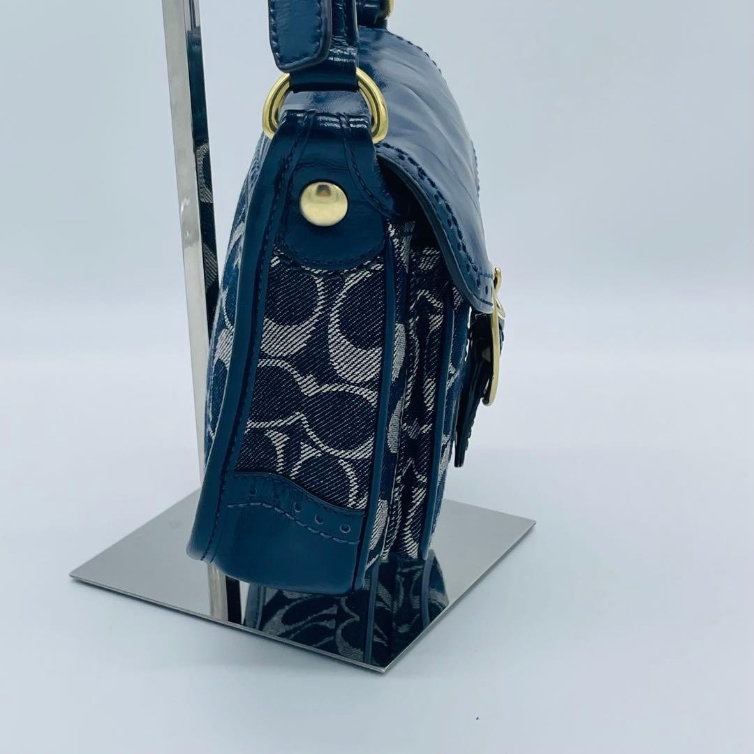 Coach Bleeker Legacy Denim Flap Bag Navy Denim Shoulder Bag Authentic