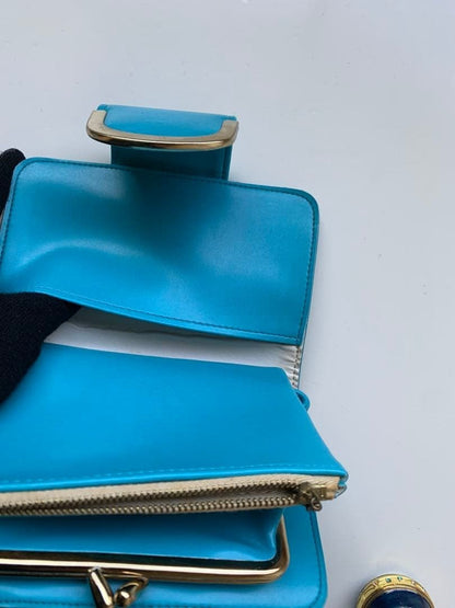 Turquoise Blue Bifold Wallet Showa Retro