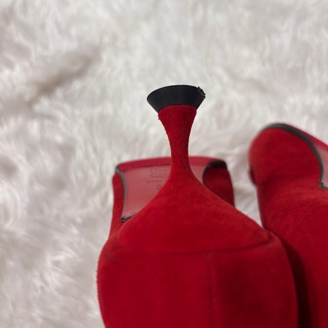 Rare Christian Louboutin Red Suede Ribbon Heels Pumps Size 35.5 (US 5)