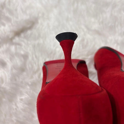 Rare Christian Louboutin Red Suede Ribbon Heels Pumps Size 35.5 (US 5)