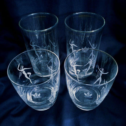 Showa Retro Morozov Brewery Rock Glass Tumbler Glass Novelty 4-Piece Set