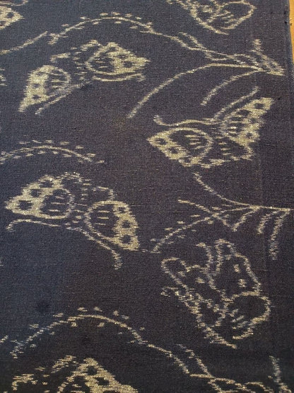 Indigo Cotton Ikat Butterfly Handwoven Shibori Textile Vintage Rare Edition