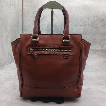 COACH Legacy Mini Tanner Leather Tote Handbag Brown Women Authentic