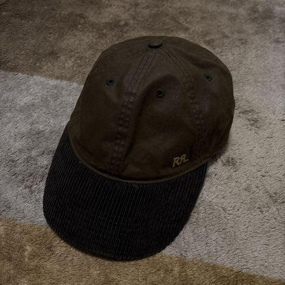 Rrl Double Rl Corduroy Oiled Cap Brown Logo Embroidery