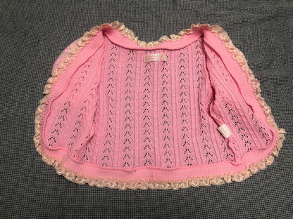 Tralala Woman M Vhtf Liz Lisa Pink Knit Bolero Lace Cardigan Short Sleeve Stylis
