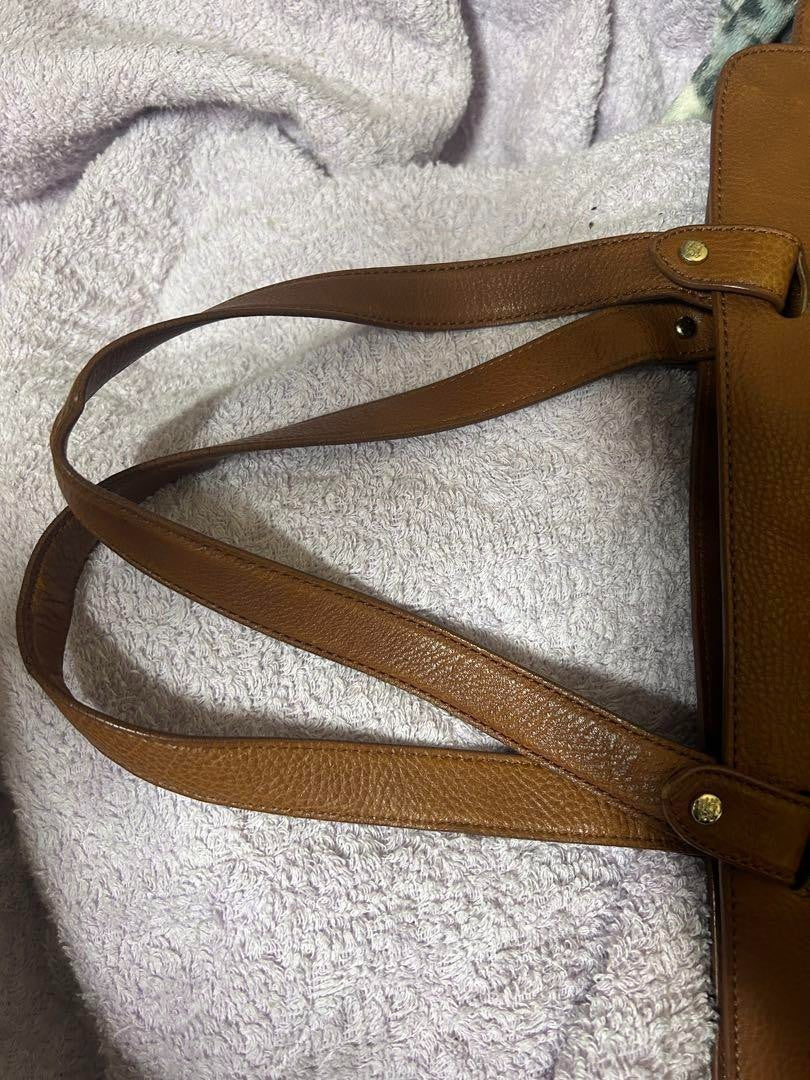 Burberry Knight On A Horse Logo Canvas Leather Tote Bag