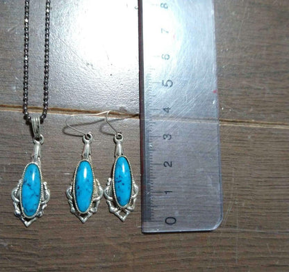 Showa Retro Turquoise Necklace and Earring Set