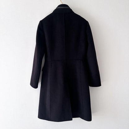 S Max Mara Wool Stand Collar Coat Hooded Dark Brown Size 36