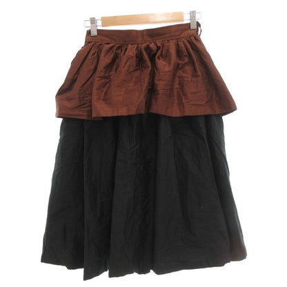 Vintage Yves Saint Laurent Peplum Flare Skirt Size M Black Brown Cotton YSL