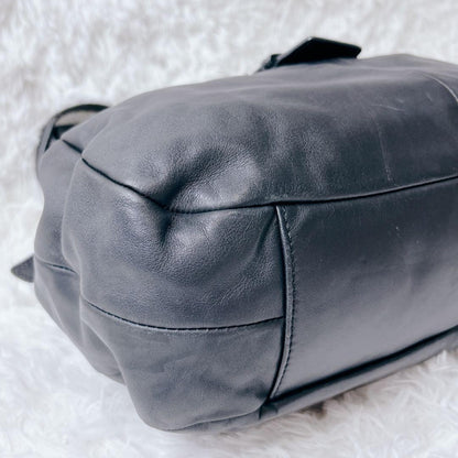 COACH Soho Hobo Tote Bag Black Leather Shoulder Buckle Silver Auth