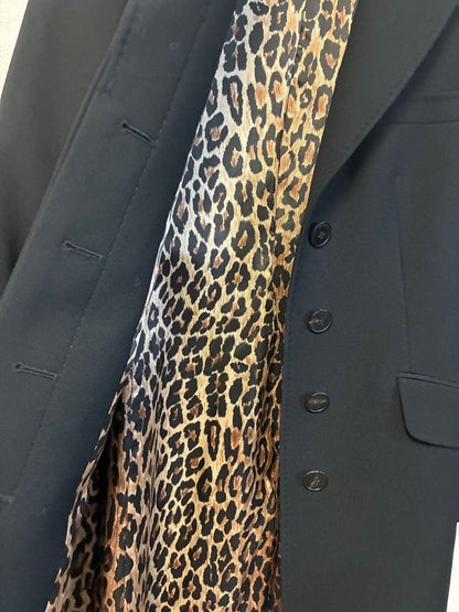 Dolce & Gabbana Long Coat Size S Black with Leopard Print Lining