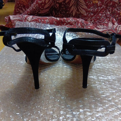 Rare Fendi Black Ankle Strap High Heel Sandals Size 38 (US 7.5-8)