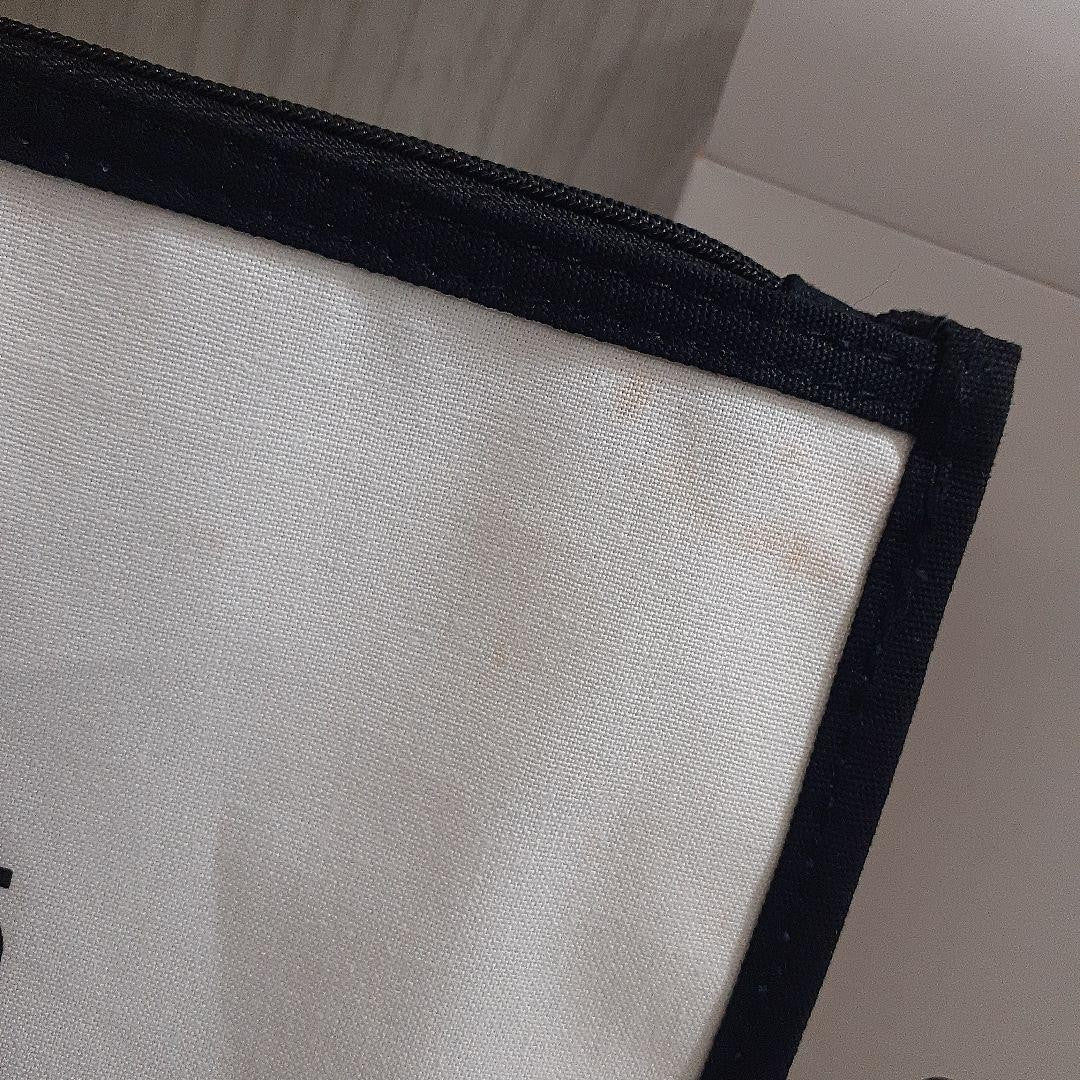 CHANEL Canvas Pouch Bag Auth White Black Women France 121304