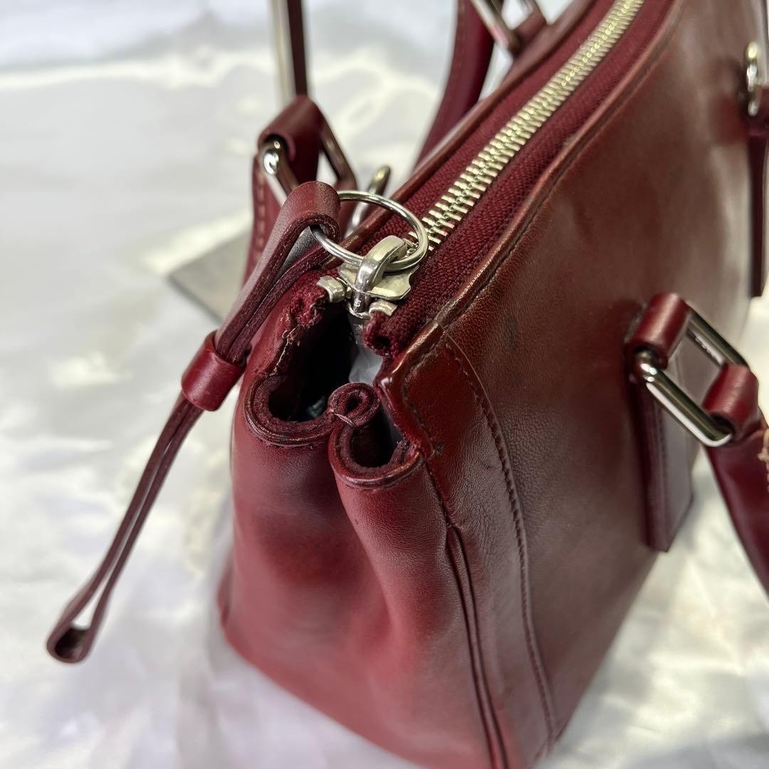 COACH 9421 Vintage 2Way Shoulder Bag Leather Wine Red Handbag Authentic