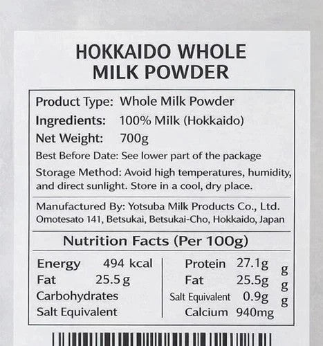 Hokkaido Whole Milk Powder from Japan 700g(24.69oz) x 6 Yotsuba