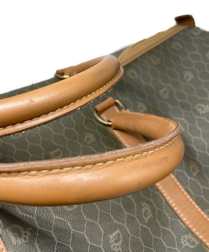 Dior Honeycomb Hand Bag Gray Canvas Leather Vintage Authentic
