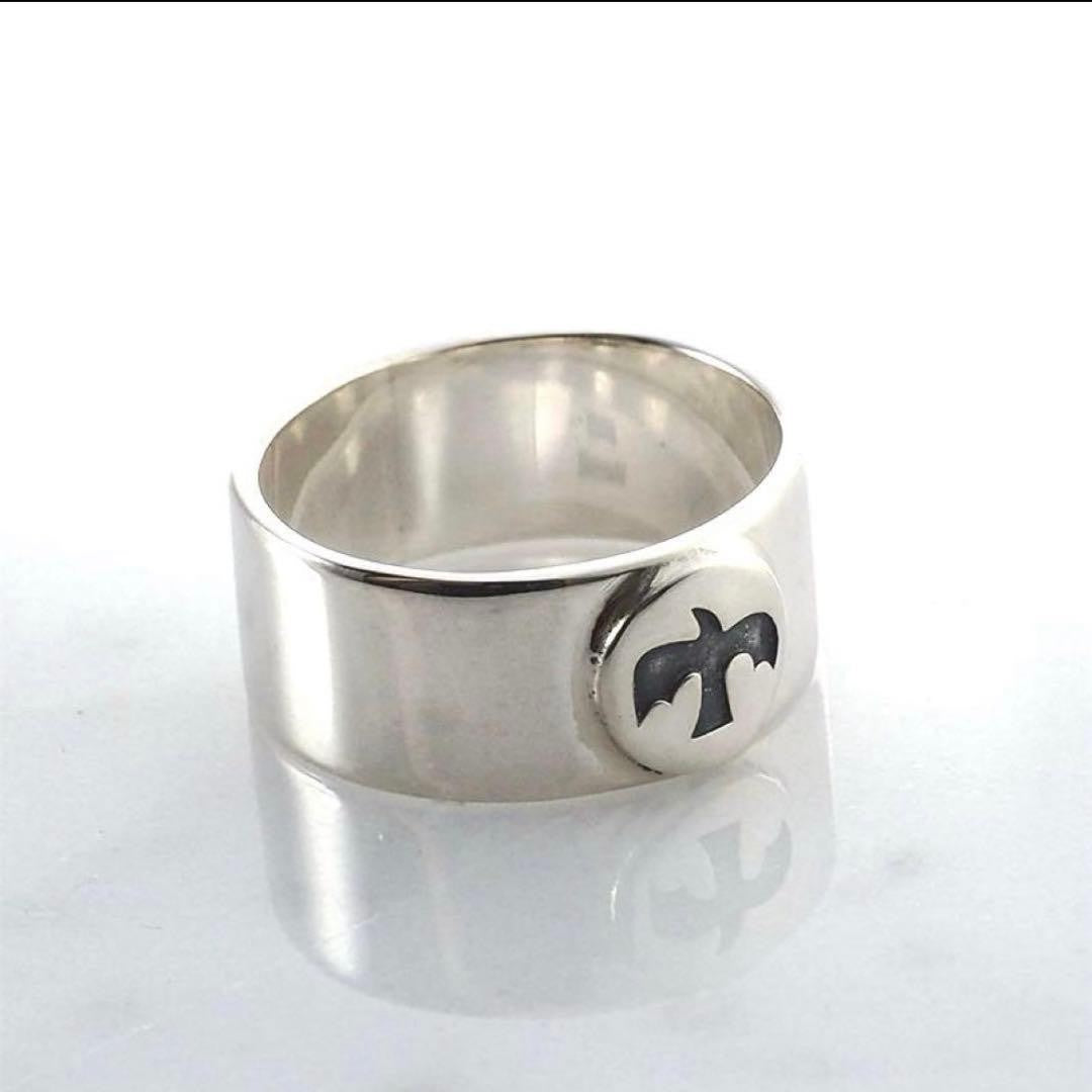 Sterling Silver 925 Ingot Thunderbird Flat Ring, US Size 10