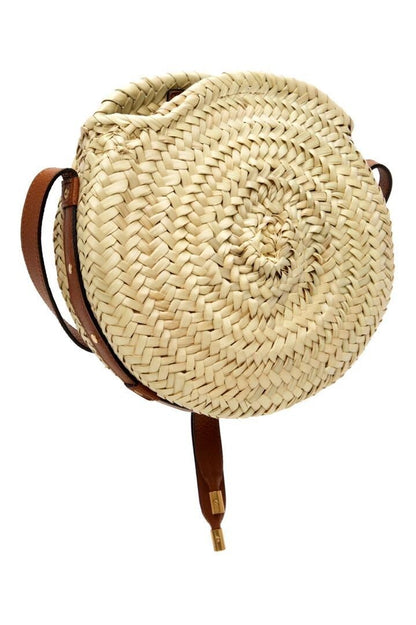 Chloe Marcie Palm Leaf Crossbody Basket Shoulder Bag Brown Beige New 2502M