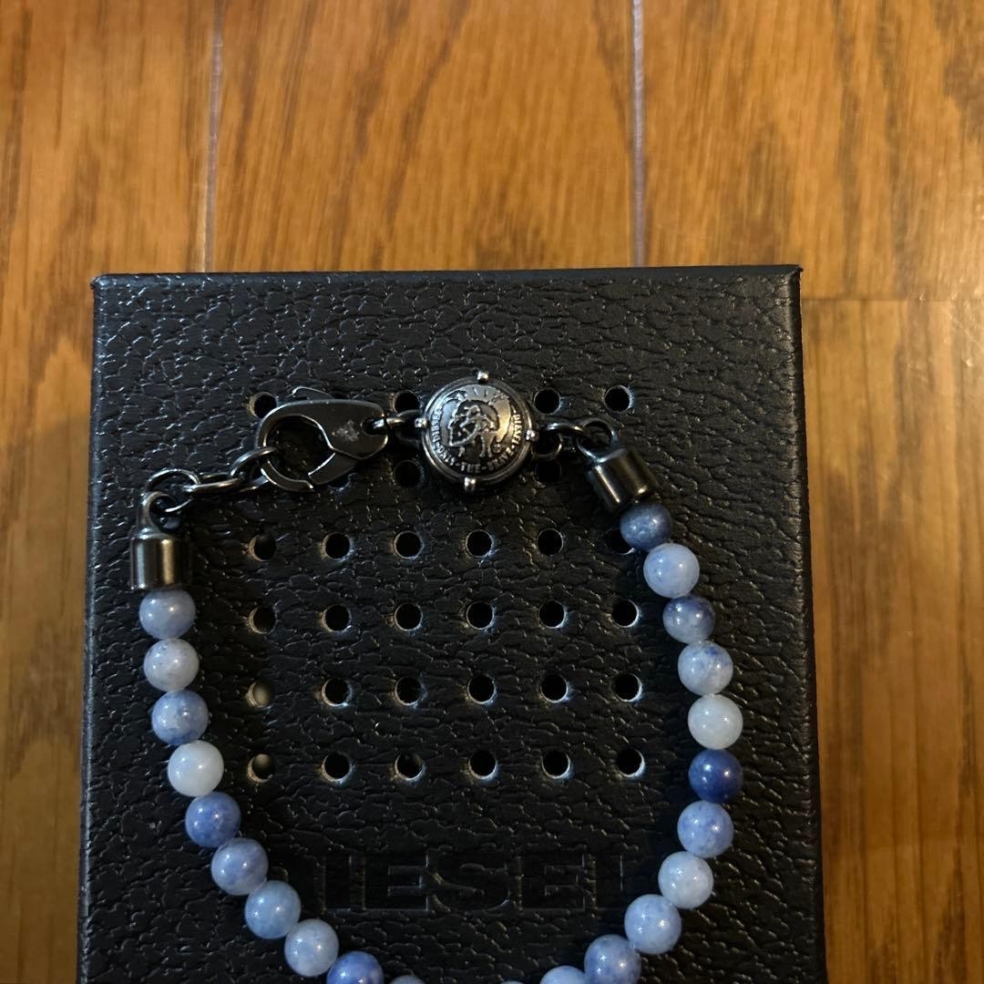 Diesel Men Blue Beaded Chain Bracelet Almost unused Luxury Stylish Casual Italia