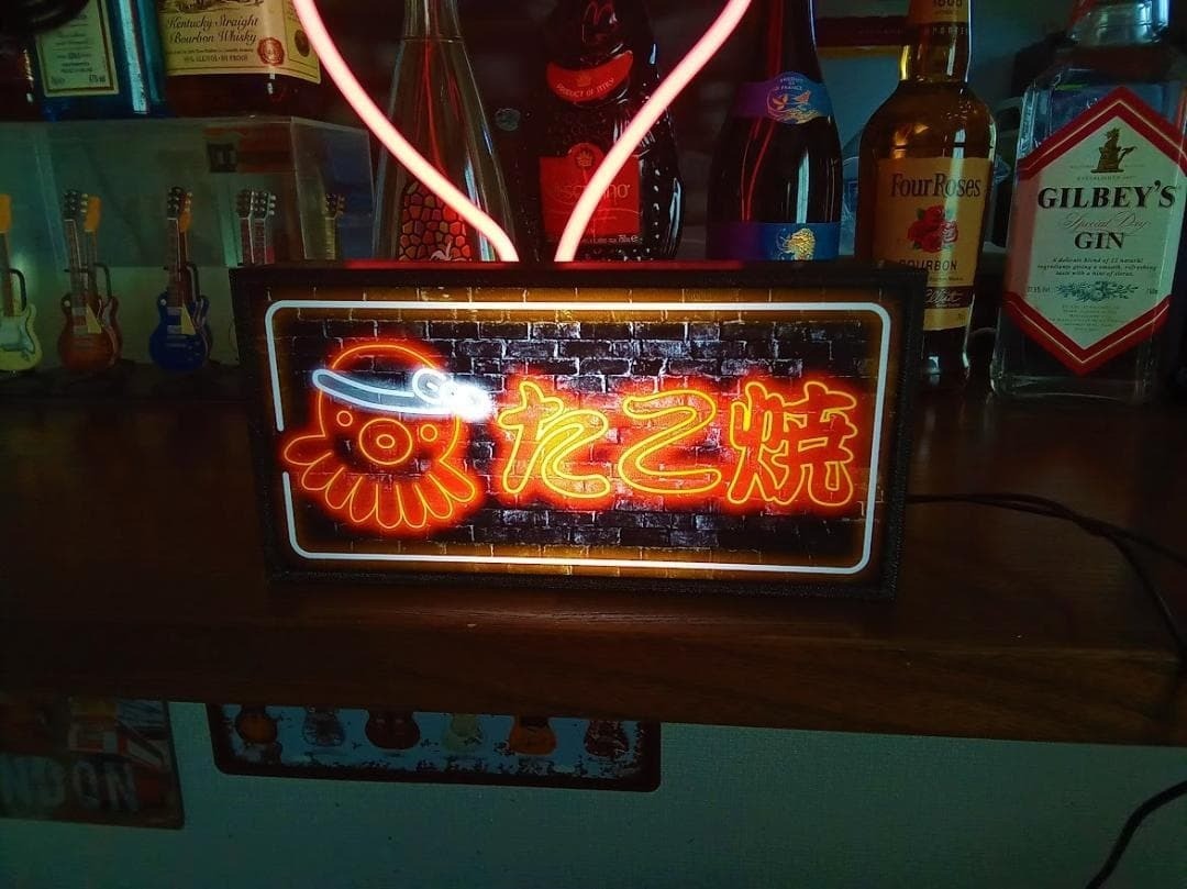 Takoyaki food Japanese Vintage LED Plastic Signboard at home 20 ×10×5㎝