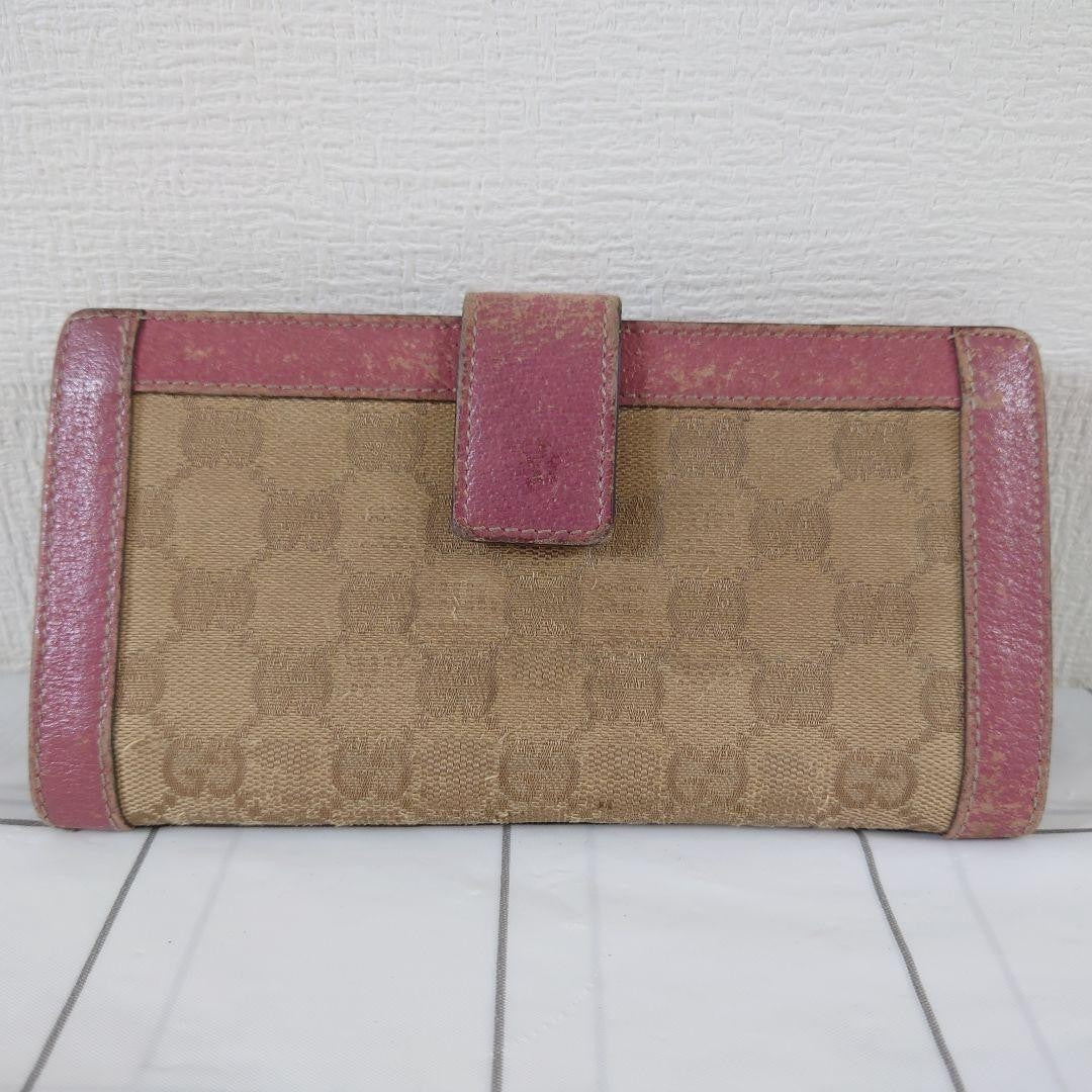Gucci Gg Canvas Bifold Wallet Leather Beige/Pink