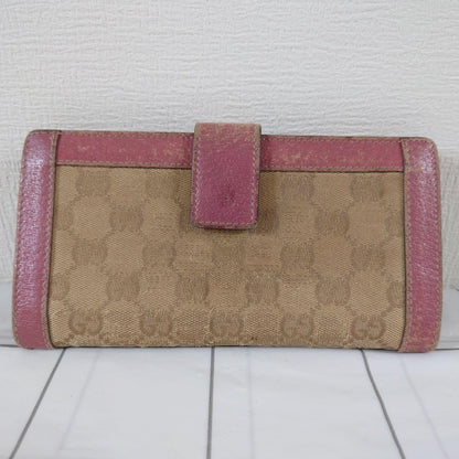 Gucci Gg Canvas Bifold Wallet Leather Beige/Pink