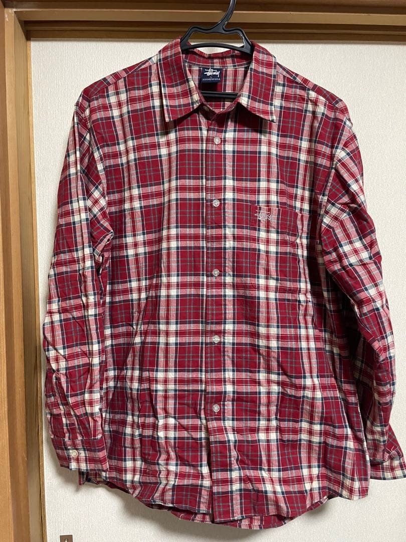 Stussy 1990'S Old Check Shirt Embroidery Navy Tag L Men's Tops, T-Shirts, Popul