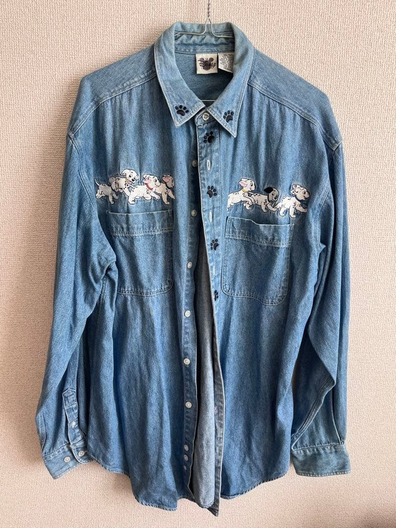 Disney 101 Dalmatians Dog Embroidery Denim Shirt Old Clothes Vintage Limited