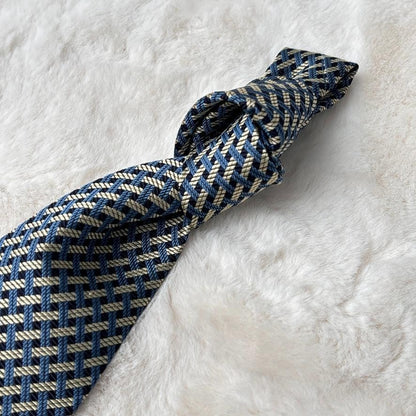 Burberry Unused Silk Tie Horse Check Blue Yellow Navy Elegant Condition