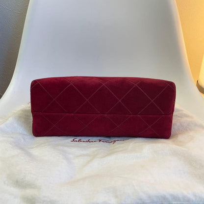 Ferragamo Suede Shoulder Bag Red Women Made in Italy Authentic from JAPAN