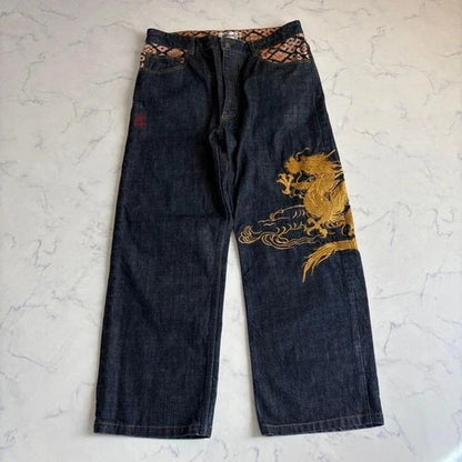 New Karakuri Tamashii Dragon Embroidered Denim Pants, Size 36, Sold Out