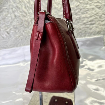 COACH 9421 Vintage 2Way Shoulder Bag Leather Wine Red Handbag Authentic